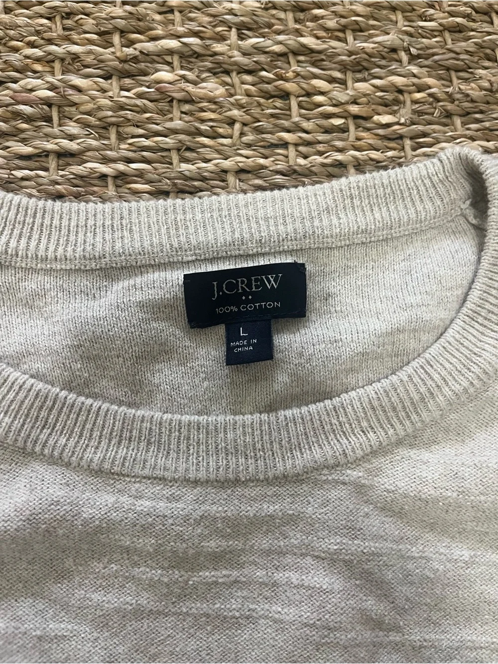 J.Crew Men's 100% Cotton Lightweight Crewneck Sweater - Light Tan